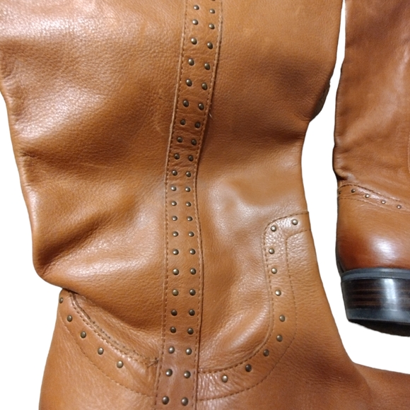 Women's Whiskey Brown Sam Edelman Prina Leather Riding Boots Size 9 - Picture 5 of 9